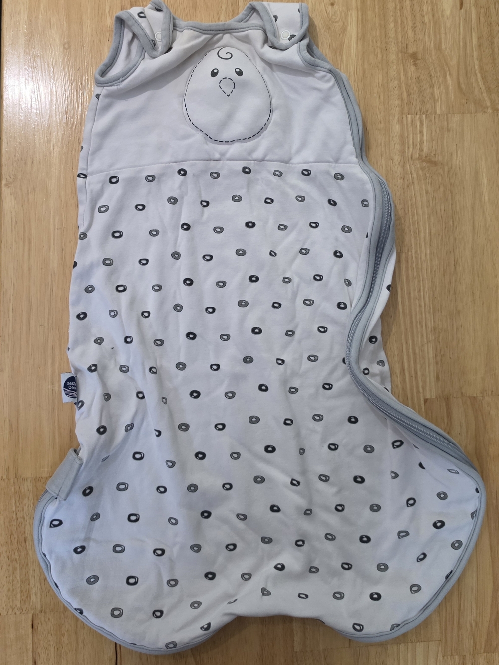 Nested Bean Weighted White and Gray Printed Short Sleeve Baby Sleep Sack